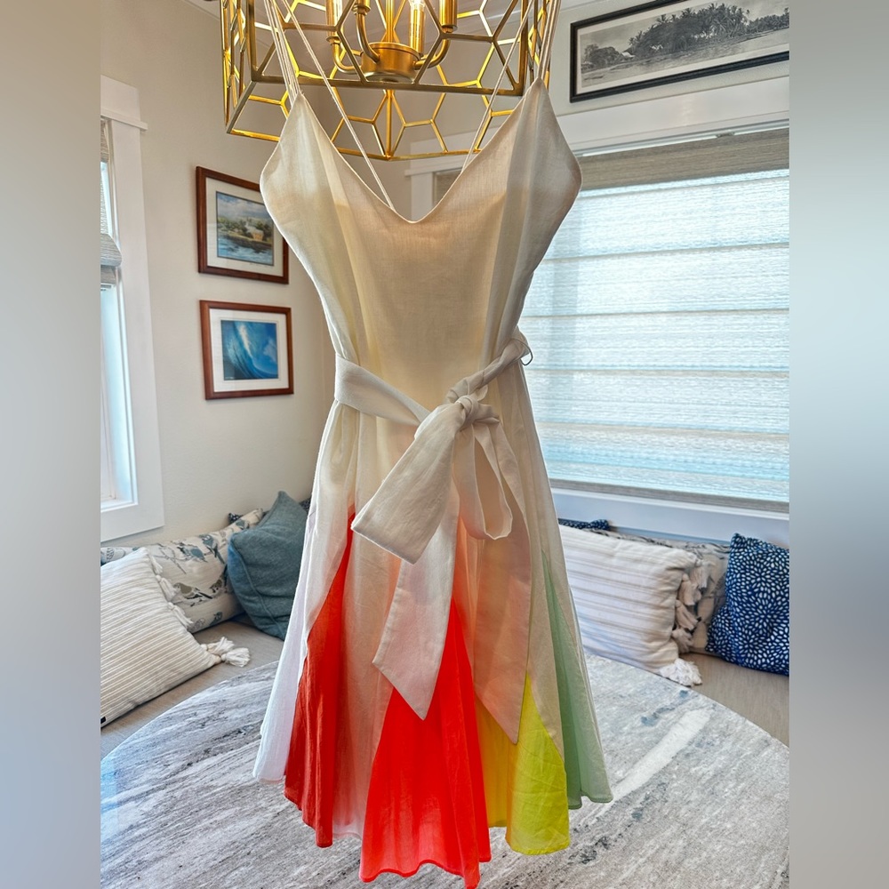 White with colored panel sundress